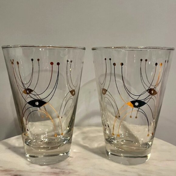 Libbey Other - Pair of Vintage MCM Libbey Adagio 8oz Glasses with Gold Design